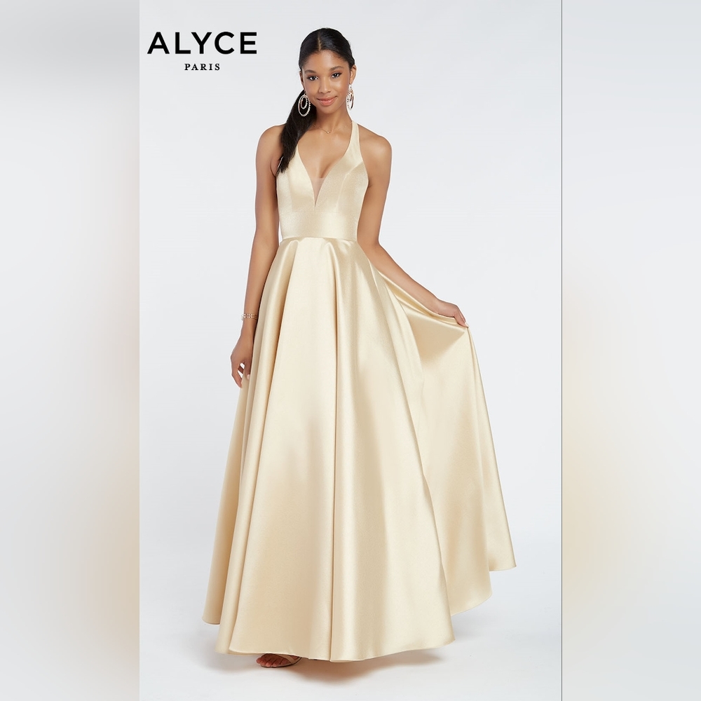 Alyce Paris Shimmery Gold Cross Back  Ball Gown Size 2